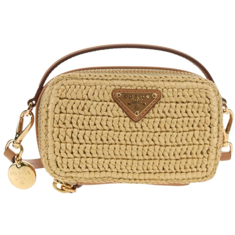 Prada Beige Woven Mini Camera Bag with Gold Hardware - Picture 2 of 9